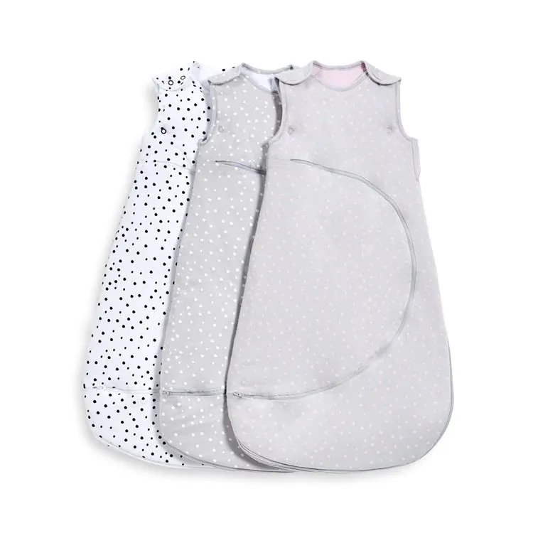 Wholesale Custom 100% Organic Cotton Sleeveless Baby Sleeping Bag with Nappy Change Zipper infant Printed Sleeping Sack