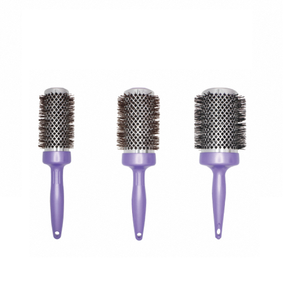 Brosse à cheveux en céramique à poignée en C pour salon, outil de coiffage avec poignée en caoutchouc antidérapante et poils de sanglier doux pour cheveux lisses - Product Image 1