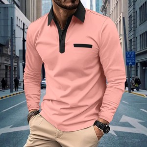 Nuova Camicia <span class=keywords><strong>POLO</strong></span> da <span class=keywords><strong>Uomo</strong></span> di Alta Qualità per Primavera e Autunno, Casual con Colletto Abbottonato, Tasca e Maniche Lunghe in Tinta Unita - Product Image 4
