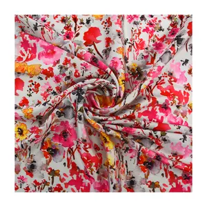 High Quality Promotion Beautiful In Colors Custom Digital Silky Yarn Amani Satin Cloth Printing Floral Fabric For Dress