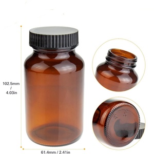 Vente en gros de bouteilles en verre ambré à large ouverture de différentes tailles avec couvercle en <span class=keywords><strong>plastique</strong></span> noir - Product Image 1