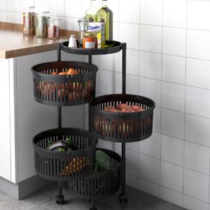 New Sale Rotating Storage Rack Round <b>Trolley</b> 360 Degree Rotation Kitchen Storage Organizer <b>Trolley</b> - Product Image 4