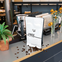 Sachet d'emballage biodégradable pour grains de café 250g 500g, pochette à fond plat personnalisée avec fermeture éclair latérale et valve d'air