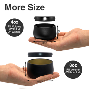 Wholesale Luxury Soy <strong>Wax</strong> Scented Wedding Gift Metal Can <strong>Black</strong> 4oz 8oz Decorative Seamless Candle Tins Metal Can For Gift