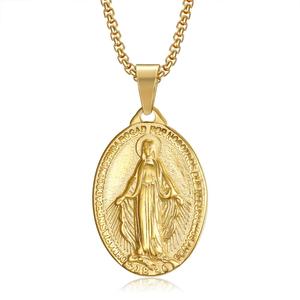 <span class=keywords><strong>Collana</strong></span> con Pendente della Vergine Maria in Oro 18k, Gioielli da Donna in Acciaio Inossidabile, <span class=keywords><strong>Medaglione</strong></span> Religioso - Product Image 1