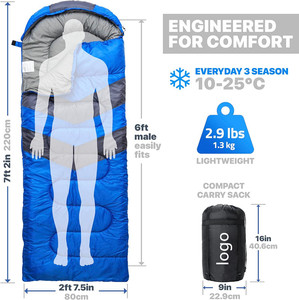 Sacs de couchage pour adultes et enfants, sac de couchage 3-4 saisons - Sac de couchage ultraléger pour randonnée, par temps froid et chaud - Product Image 2