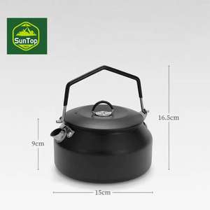 Suministros para exteriores, tetera de acero inoxidable 304 pulido de <span class=keywords><strong>1</strong></span> <span class=keywords><strong>litro</strong></span>, tetera de inducción de Gas lista para Picnic conveniente, utensilios de cocina imprescindibles - Product Image 5