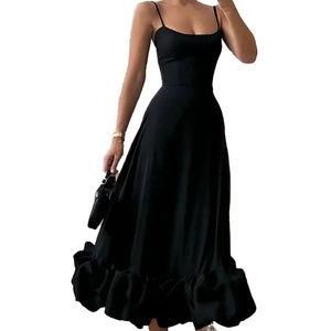 Robe Midi Plissée Halter Superposée Élégante et Sexy pour Femme, Personnalisable en Gros, de Haute Qualité - Product Image 1