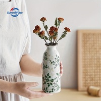Vase de table en céramique de style pastoral rétro haut de gamme, écologique, avec design craquelé, pour la maison et le salon