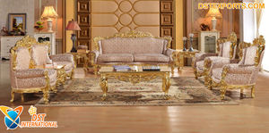 Lujoso rojo y dorado pulido muebles de madera antigua sala de estar juego de sofá real Royal Maharaja juego de sofá tallado dorado - Product Image 3