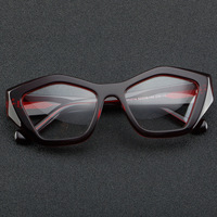 A10044 Montures de lunettes pleine monture pour femme, style rétro papillon, épaisses et surdimensionnées, avec verres en plastique, pour le marché international