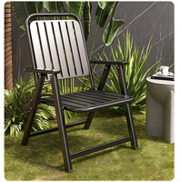 Chaise pliante portable en fer avec dossier et assise en PP, imperméable, écologique et durable, idéale pour l'extérieur, le jardin et la plage