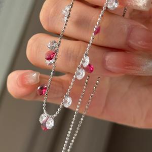 S925 Pure Silver Wheat Ear Necklace with Medieval Vintage Drawstring Lace <b>Simple</b> French Elegance Niche Design Crystal Necklace - Product Image 1