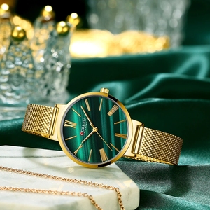 Montre Curren 9076 de luxe pour femme, bracelet original en acier inoxydable et cuir, mouvement <span class=keywords><strong>à</strong></span> <span class=keywords><strong>quartz</strong></span>, prête <span class=keywords><strong>à</strong></span> être expédiée - Product Image 2