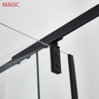 Paroi de douche coulissante sans cadre, design européen, charnière en acier inoxydable, porte en verre pour salle de bain, séparation sec/humide facile