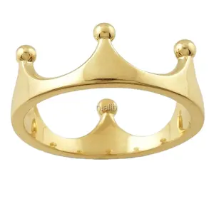 Промо Корона кольцо прекрасная нержавеющая сталь позолоченное Корона кольцо
