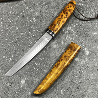 Japanisches Damaszener Stahlmesser, Outdoor-Überlebensmesser, Multifunktionales Scharfes Gerades Messer für Outdoor-Camping