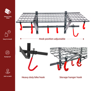 منظم مرآب للجدران من طبقة واحدة متعدد الوظائف خطافات الدراجة رف تخزين قوي منظم حائط عائم - Product Image 3