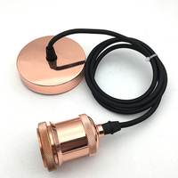 Cable trenzado de tela, conjunto de cuerda colgante de metal, E27, enchufe de lámpara, rosa de techo