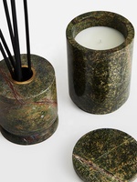 STONEKOCC Diffuseur d'huiles essentielles et de cire aromatique en marbre marron-vert Rainforest, personnalisé, D8x9CM, support de bougie vide pour aromathérapie