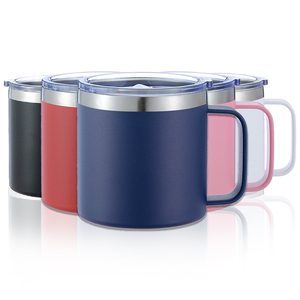 Tasses en acier inoxydable à double paroi de 12 oz avec poignée, couvercle étanche, isolation sous vide, anti-fuite, sans BPA, isolation thermique de 6 à 12 heures - Product Image 1