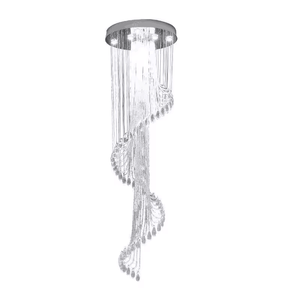 Fábrica larga escalera giratoria moderna doble escalera lámpara gota de lluvia espiral cadena de cristal araña - Product Image 6