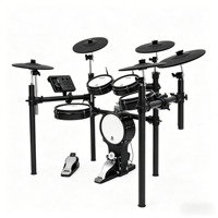 Batterie électronique professionnelle complète pour adultes avec grosse caisse et kit d'entraînement à la percussion en acier – Batterie électronique