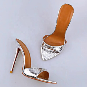 Zapatos de Mujer Personalizados, Elegantes Sandalias de Verano con Punta en Pico y Estampado de Serpiente, Tacón Alto y Fino, Talla Grande 43 - Product Image 4