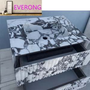 Lavabo de Mármol Natural Personalizado |   Fregadero de Piedra Veteada en Blanco y Negro |   Encimera de Mármol de Lujo Hecha a Mano - Product Image 2