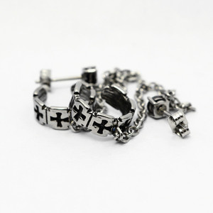 yunnique Stainless Steel Cross <b>Stud</b> <b>Earrings</b> With <b>Black</b> Diamonds For Men And Women Fashion Jewelry - Product Image 3