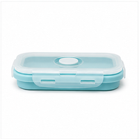 Boîte à lunch compacte pliable en silicone de 350 ml, compartiment unique, compatible micro-ondes, couvercle verrouillable, récipient de stockage alimentaire pour la préparation des repas