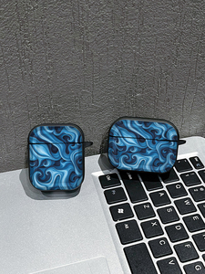 Étui AirPods à motif tourbillon bleu pour AirPods Pro 2 4 3, housse de protection antichoc avec porte-clés - Product Image 5