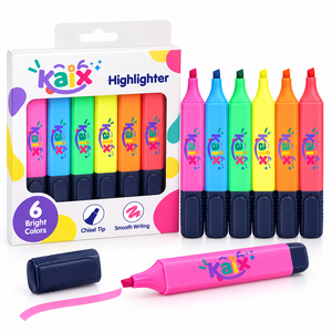 Juego de Marcadores de Colores Personalizados KAIX, 6 Colores Neón, Punta Biselada, Juego de Marcadores Pastel para Estudiantes - Product Image 3