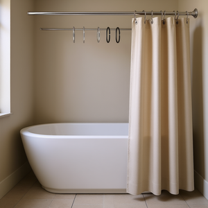 Anillos para cortina de ducha, 12 piezas, polipropileno beige, para uso en el baño - Product Image 3