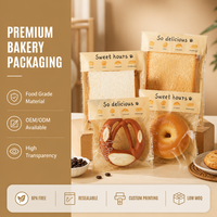 Sacs en BOPP OPP personnalisés pour boulangerie, emballage alimentaire, sacs à pain refermables avec fenêtre transparente pour pain grillé, bagels, bretzels, croissants
