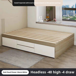 Cadre de lit multifonctionnel pleine grandeur avec tiroir de rangement haut, lit en bois massif - Product Image 5