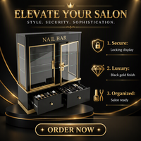 Vitrine de présentation de vernis à ongles en verre éclairée par LED de luxe, comptoir de rangement pour salon de beauté
