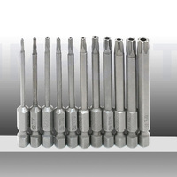 50-65MM Torx kafa tornavida Bit manyetik 1/4 "Hex Shank S2 çelik uzun matkap uçları güvenlik Torx Bit T6-T40