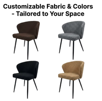 Chaises de salle à manger ergonomiques en tissu velours rembourré avec pieds en métal, style nordique minimaliste, pour salon