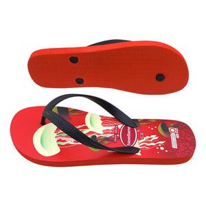 Nicecin – Tongs rouges personnalisées avec logo, imprimé abstrait, semelle PE, sandales de plage antidérapantes, sangle souple, chaussons d'été OEM - Product Image 3