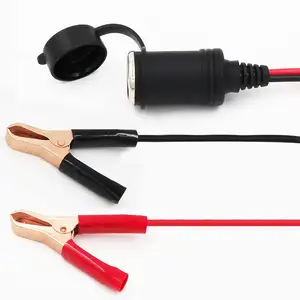Red and Black 18 16awg/2C adapter Car Cigarette Lighter holder Female Socket to Alligator Clip Battery Cable