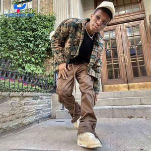 YSJY宽松男士街装侧口袋宽腿直科技裤批发定制空白尼龙男士货物裤 - Product Image 5