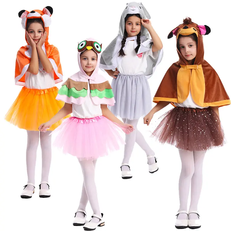 New Halloween Animal Fox Owl Rabbit Deer Cape Dress Children's Stage Play Costume Halloween Rave Party Costume