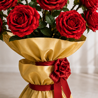 Bouquet de fleurs artificielles géantes rouges personnalisées, arrangement floral sur pied pour mariage, événement, décoration de vitrine