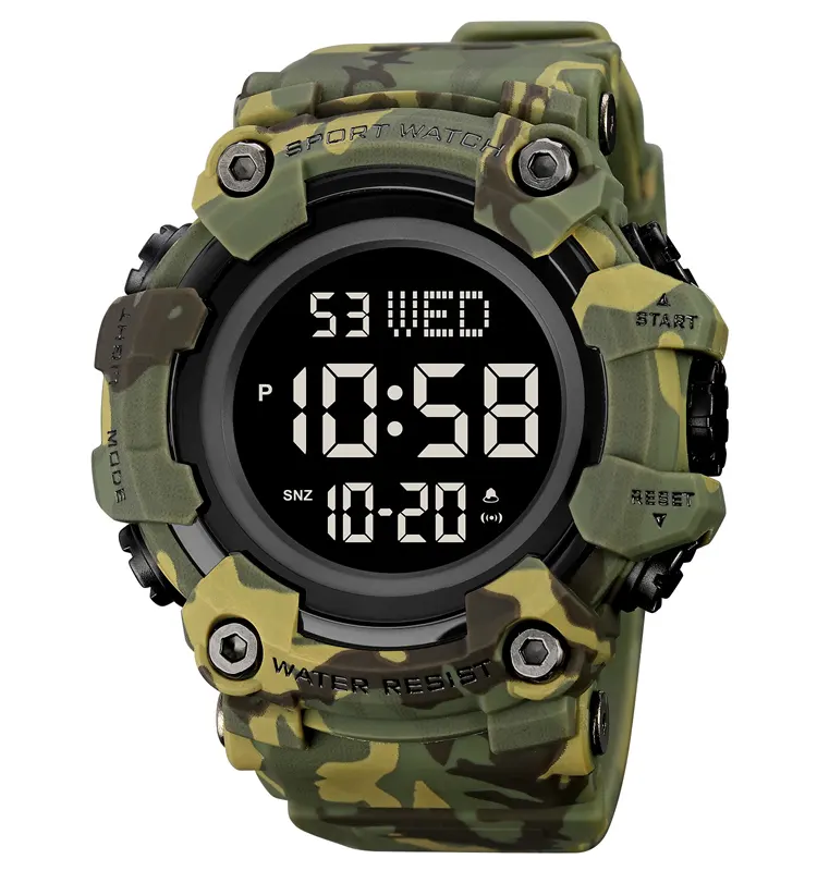 SKMEI 1968 moda reloj serin spor genç su geçirmez camo renk dijital ekran izle adam