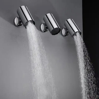 Système de douche thermostatique à poignée unique LED, affichage de la température 4 modes, robinet de salle de bain en laiton anti-brûlure, jet doux, fonction pause, finition brossée