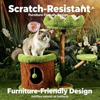 Arbre à chat Forest Lotus avec griffoir en sisal, abri, base en forme de baril, plateforme d'escalade stable, mobilier et accessoires pour animaux de compagnie d'intérieur