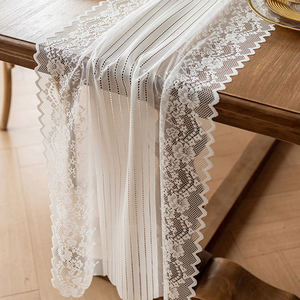 Chemin de table en dentelle tissée blanche, nappe rectangulaire décorative pour Noël, mariage, anniversaire, banquet à domicile - Product Image 5