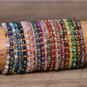 Pulsera de Piedras Naturales Facetadas Cuadradas de Ojo de Tigre, Hecha a Mano, Delicada, con Gemas Energéticas, para Mujeres y Hombres, Regalo - Product Image 1