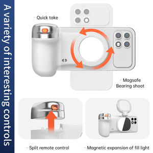 Poignée magnétique pour smartphone en gros, support de téléphone, caméra polyvalente, télécommande sans fil avec lumière LED pour iOS Android - Product Image 4